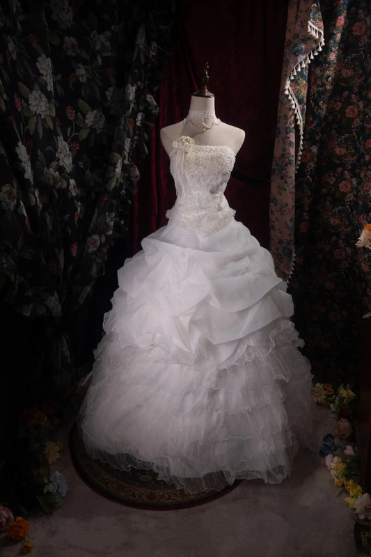 Cute Ball Gown Formal Events Sweetheart White Tulle With Tiered Layers Quince Dress Quinceanera Dresses Birthday Outfits RB8482