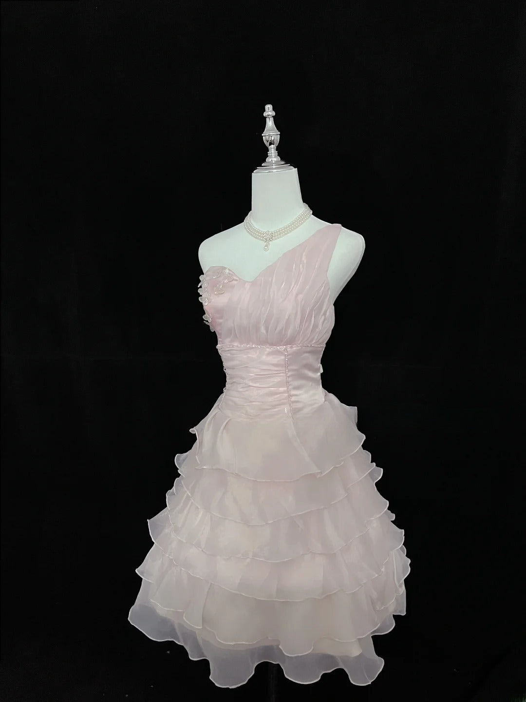 Simple Homecoming Dresses A line Knee Length One Shoulder Pink Birthday Cocktail Dress Ideas Outfits RB7611