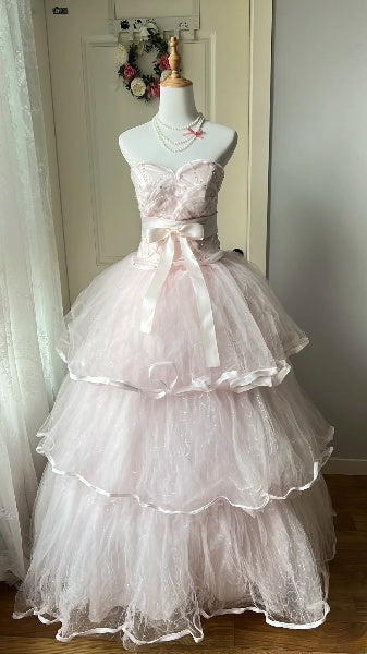 Sweet 15 Quinceanera Dress Ball Gown Sweetheart Pink With Tiered Layers Long 15th Birthday Outfits RC0569