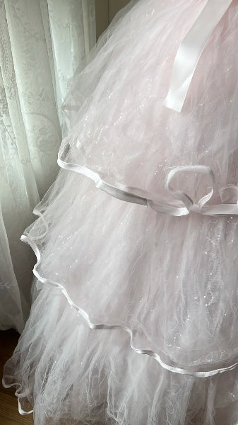 Sweet 15 Quinceanera Dress Ball Gown Sweetheart Pink With Tiered Layers Long 15th Birthday Outfits RC0569