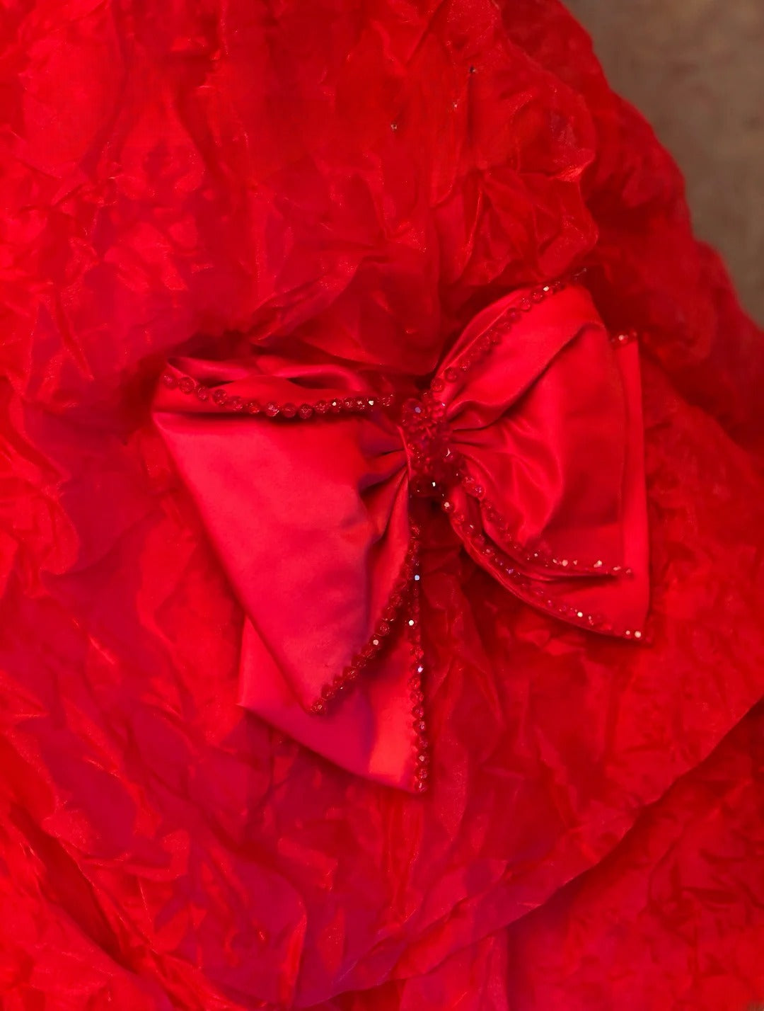 Quinceanera Dress Red Strapless With Bow Floor Length Ball Gown Sweet 15 15th Birthday Gown RB9138