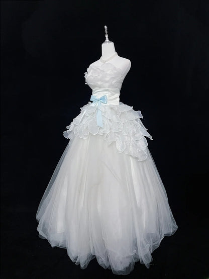Dream Ball Gowns Strapless Light Sky Blue With Ruffled Layers Tiered Long Prom Dresses Senior Puffy Sweet 16 Sixteen Outfit Vestido de 15 RB7613