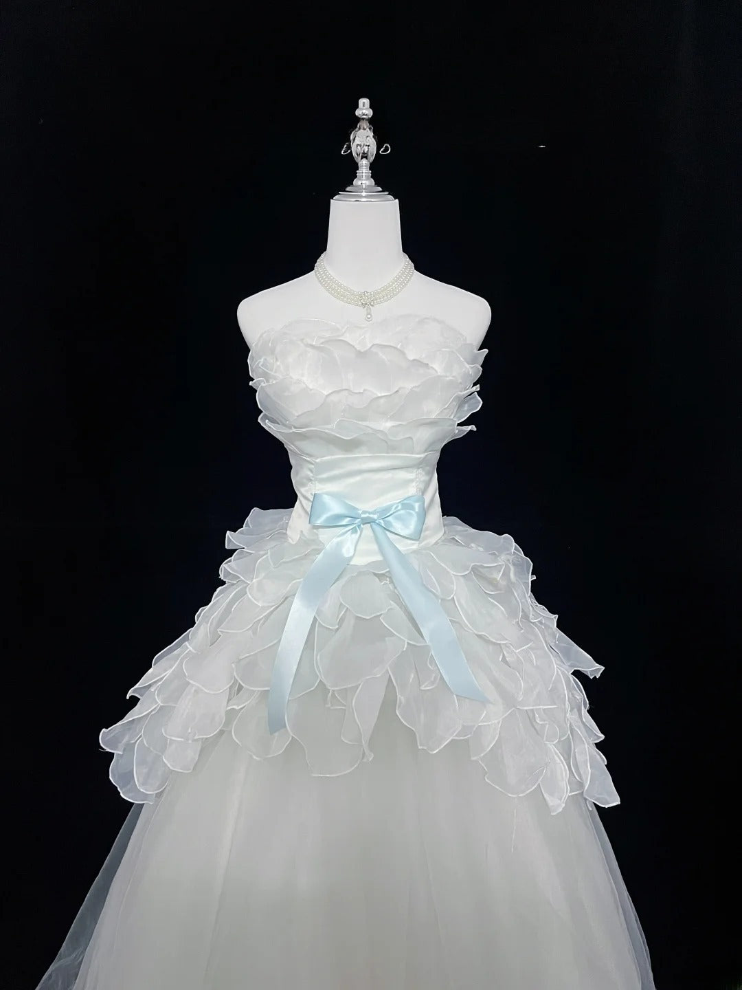 Dream Ball Gowns Strapless Light Sky Blue With Ruffled Layers Tiered Long Prom Dresses Senior Puffy Sweet 16 Sixteen Outfit Vestido de 15 RB7613