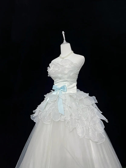 Dream Ball Gowns Strapless Light Sky Blue With Ruffled Layers Tiered Long Prom Dresses Senior Puffy Sweet 16 Sixteen Outfit Vestido de 15 RB7613