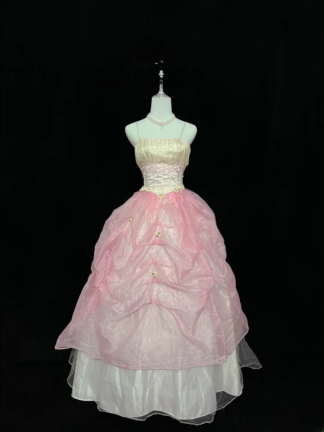 Dream Ball Gowns Straps Pink With Appliqued Lace Long Prom Dresses Senior Puffy Sweet 16 Sixteen Outfit Vestido de 15 RB7614