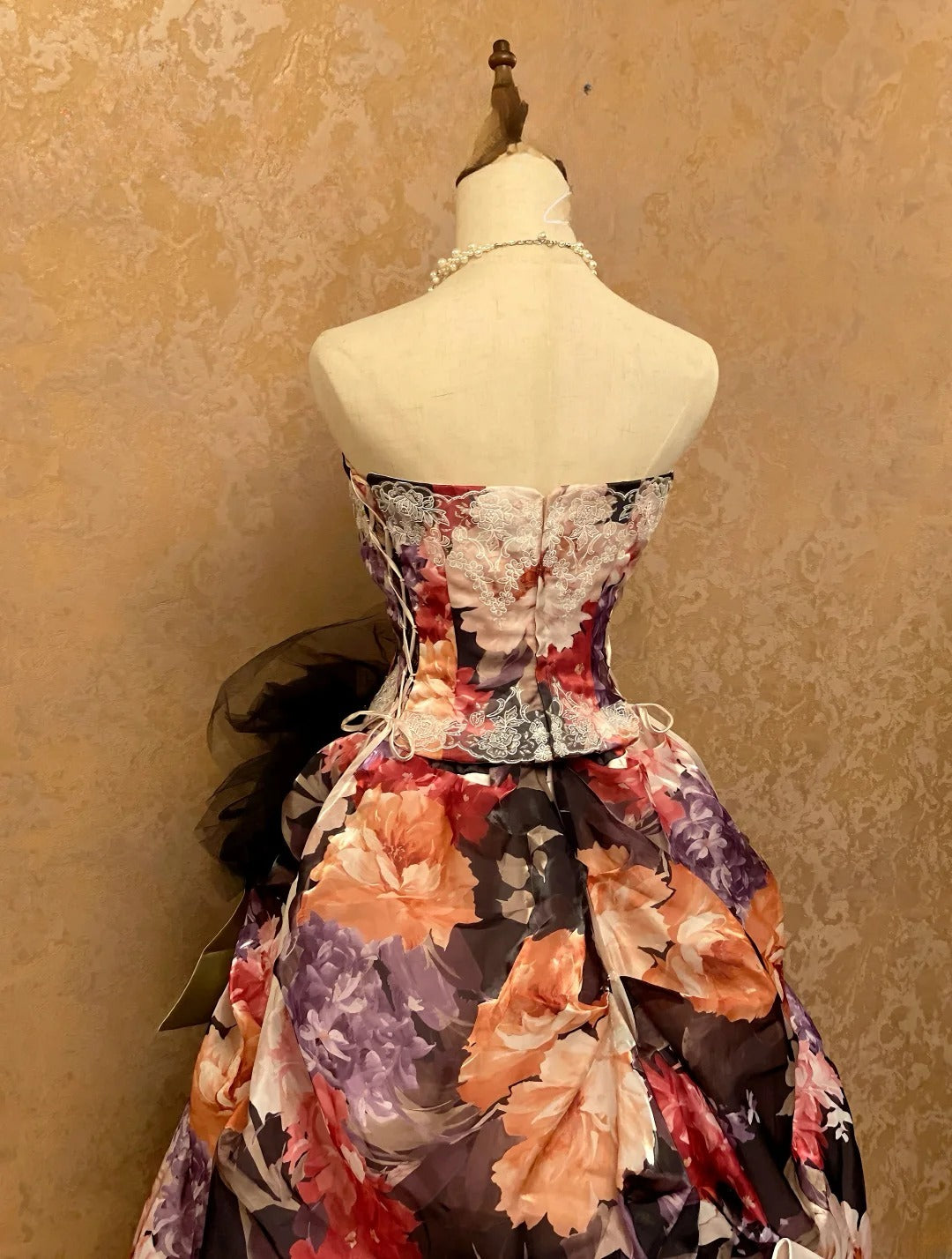 Elegant Mermaid Strapless Floral Satin Prom Dress With Train For Women Evening Party Gown RB9139