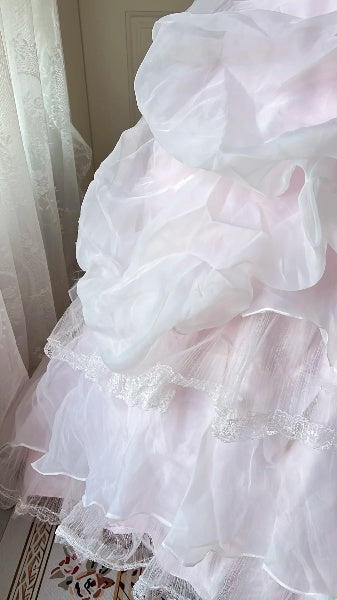 Elegant Sweet 16 Dress Long Strapless Pink With Tiered Layers Ball Gown Sweet Sixteen Party Birthday Dresses RC0572