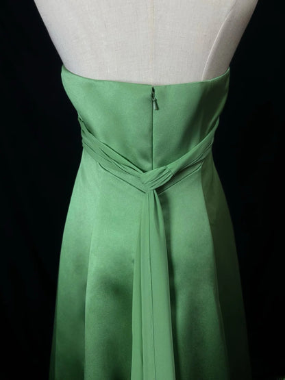 Vintage 90s Prom Dresses A Line Halter Neck Green Chiffon With Folded Long Party Gown Formal Outfits RB6018