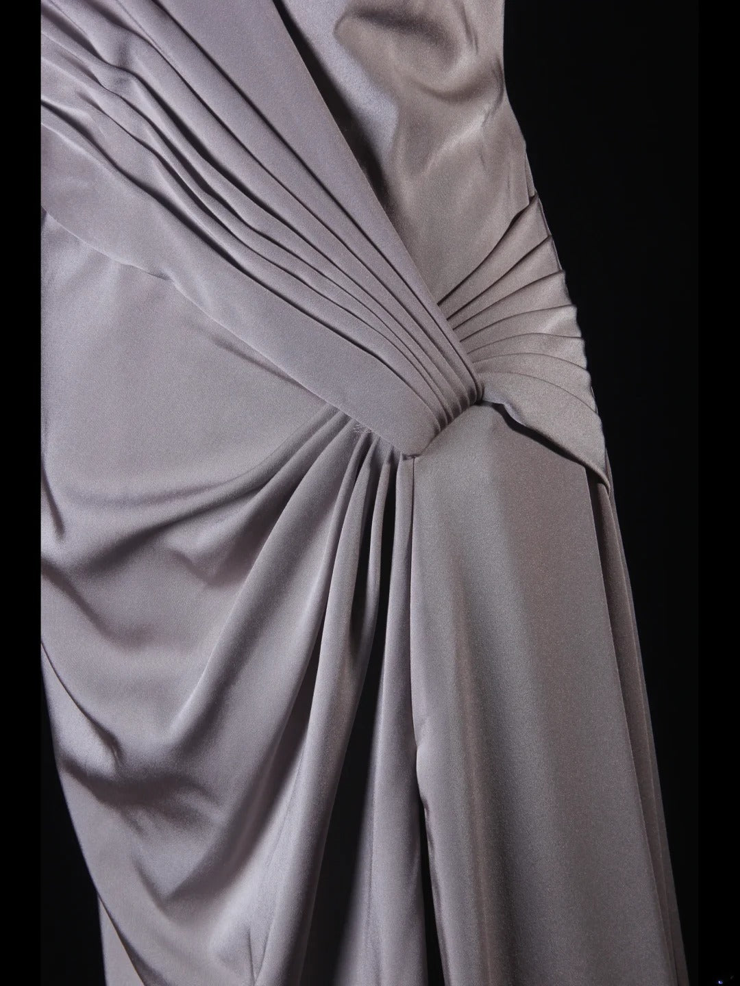 Simple Mermaid V Neck Gray Satin With Pleated Long Bridesmaid Dresses AS218