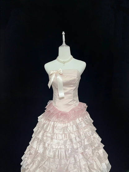 Cute Homecoming Dresses Ball Gown Knee Length Strapless Pink Birthday Cocktail Dress Ideas Outfits RB7619