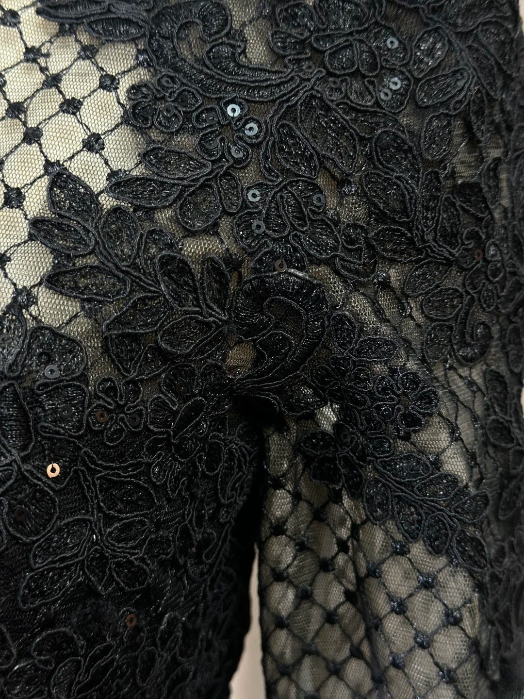 Modest Prom Dresses A Line Scoop Navy Blue Chiffon Lace With Sleeves Long Formal Outfits RB6021