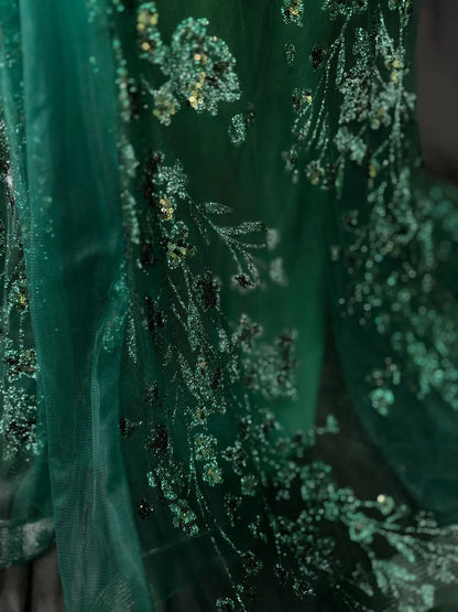 Beautiful Prom Dresses Mermaid Halter Dark Green Sequin With Backless Long Formal Outfits RB6022