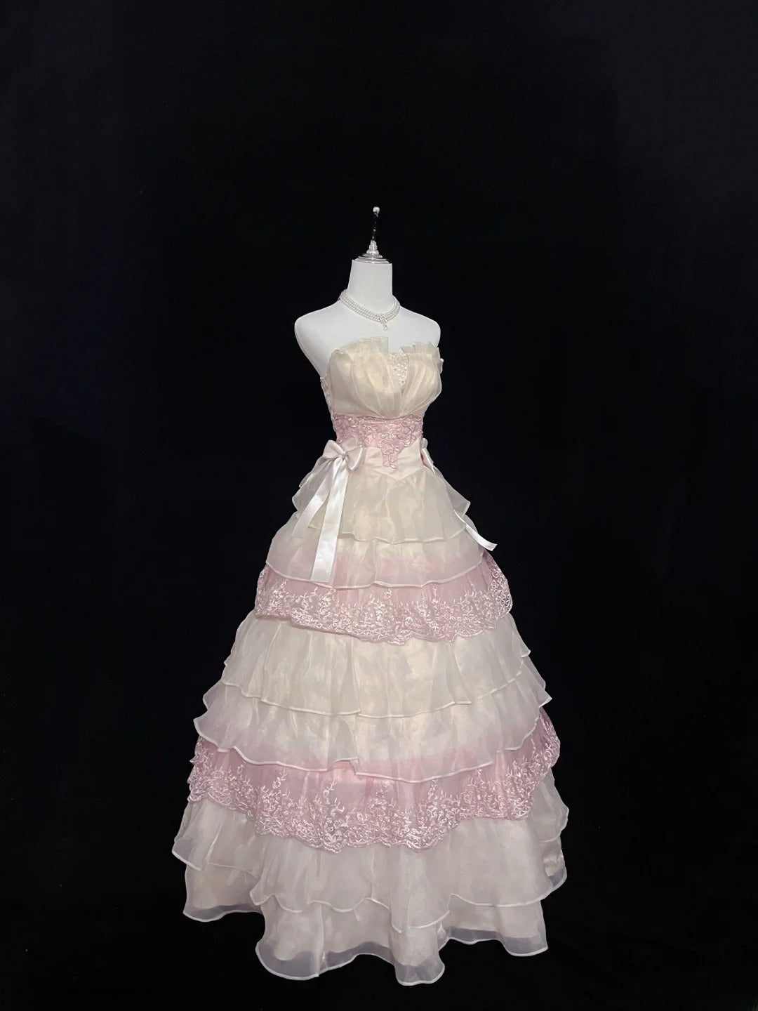 Fairytale Dream Ball Gowns Strapless Pink With Tiered Layers Long Quince Dress Voluminous Ideas Quinceanera Dresses Formal Dress RB7623