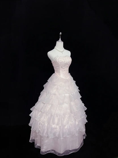 Fairytale Dream Ball Gowns Strapless Light Pink With Lace Poofy Long Quince Dress Voluminous Ideas Quinceanera Dresses Vestidos De 15anos RB7625