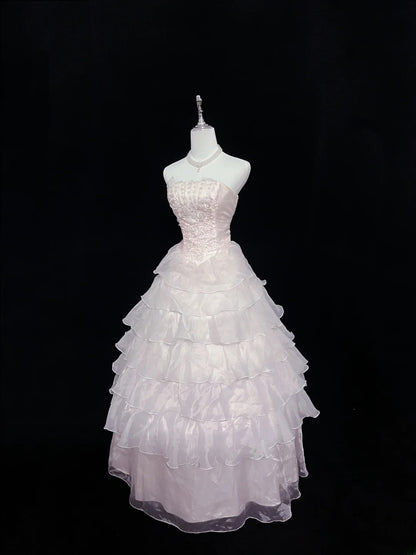 Fairytale Dream Ball Gowns Strapless Light Pink With Lace Poofy Long Quince Dress Voluminous Ideas Quinceanera Dresses Vestidos De 15anos RB7625