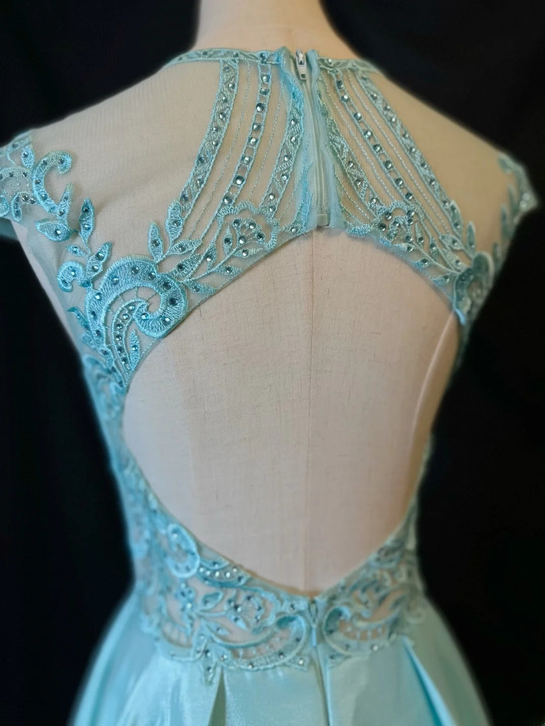 Vintage 90s Prom Dresses Ball Gown Scoop Tiffany Blue Satin With Open Backs Long Party Gown Formal Outfits RB6024