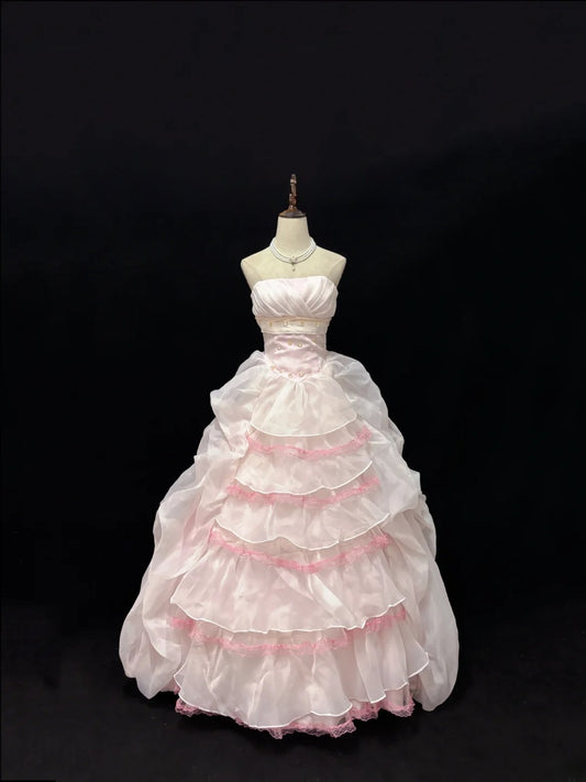 Fairytale Dream Ball Gowns Strapless Light Pink Poofy Long Quince Dress Voluminous Ideas Quinceanera Dresses Vestidos De 15anos RB7627