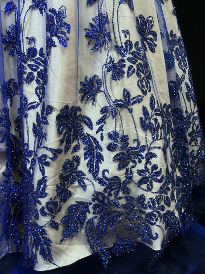 Beautiful Prom Dresses A line Spaghetti Straps Royal Blue Lace With Beading Long Formal Outfits RB6027