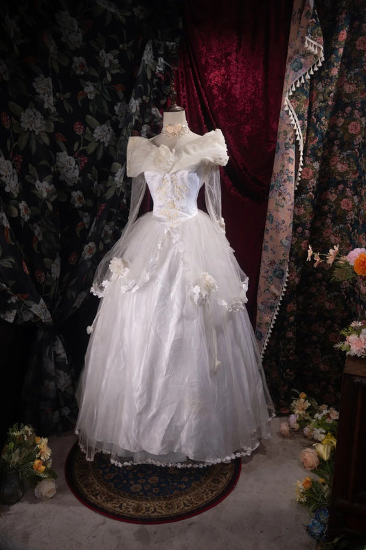 Wunderschönes Ballkleid mit V-Ausschnitt, weißer Satin, 2000er Jahre, plissiert, langes Herbst-/Winter-Brautkleid, Hochzeitskleider RB8500