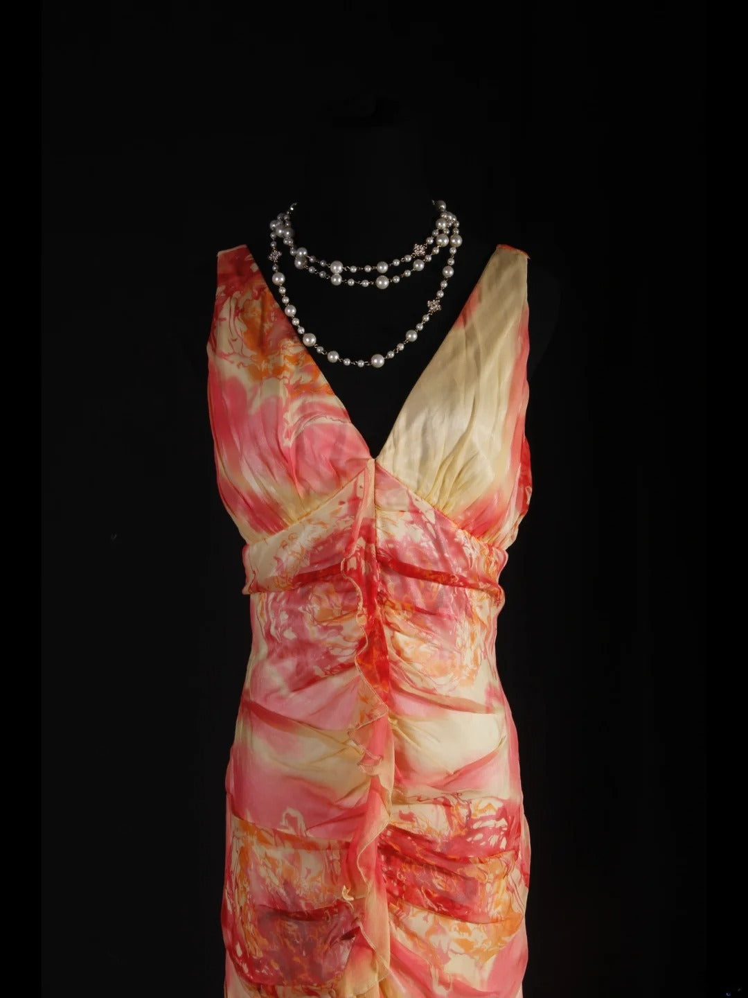 Robe de bal élégante années 1950, sirène, col en V, mousseline florale, robe de soirée longue vintage AS232