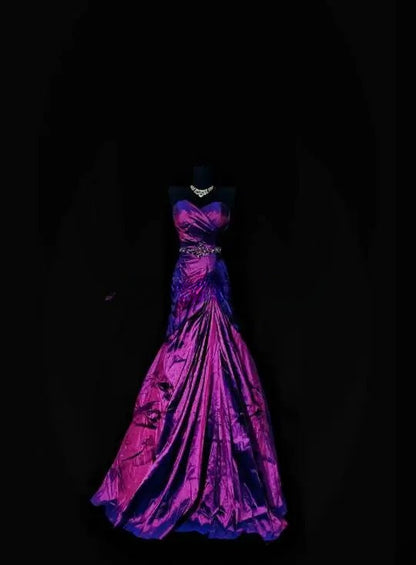 Vintage Mermaid 80s Sweetheart Purple Long Prom Dress With Ruffled Inspiration Party For Womens Formal Dresses RB8872