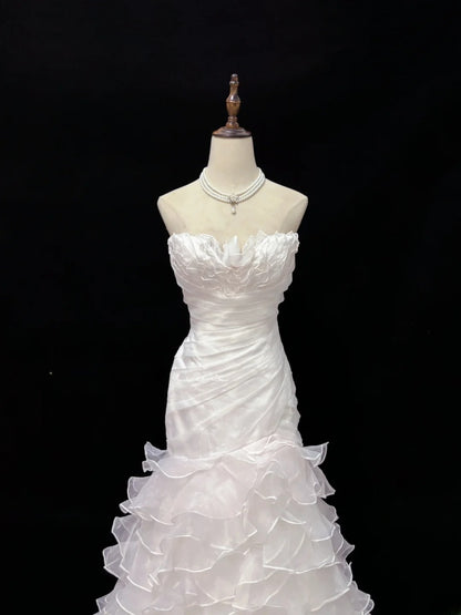 Beautiful Mermaid Sweetheart Light Pink With Tiered Layers Prom Dress Formal Outfits Evening Night Dresses RB7634