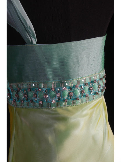 Robe de bal élégante années 1950, sirène, asymétrique, jaune vintage, longue, robe de soirée AS235