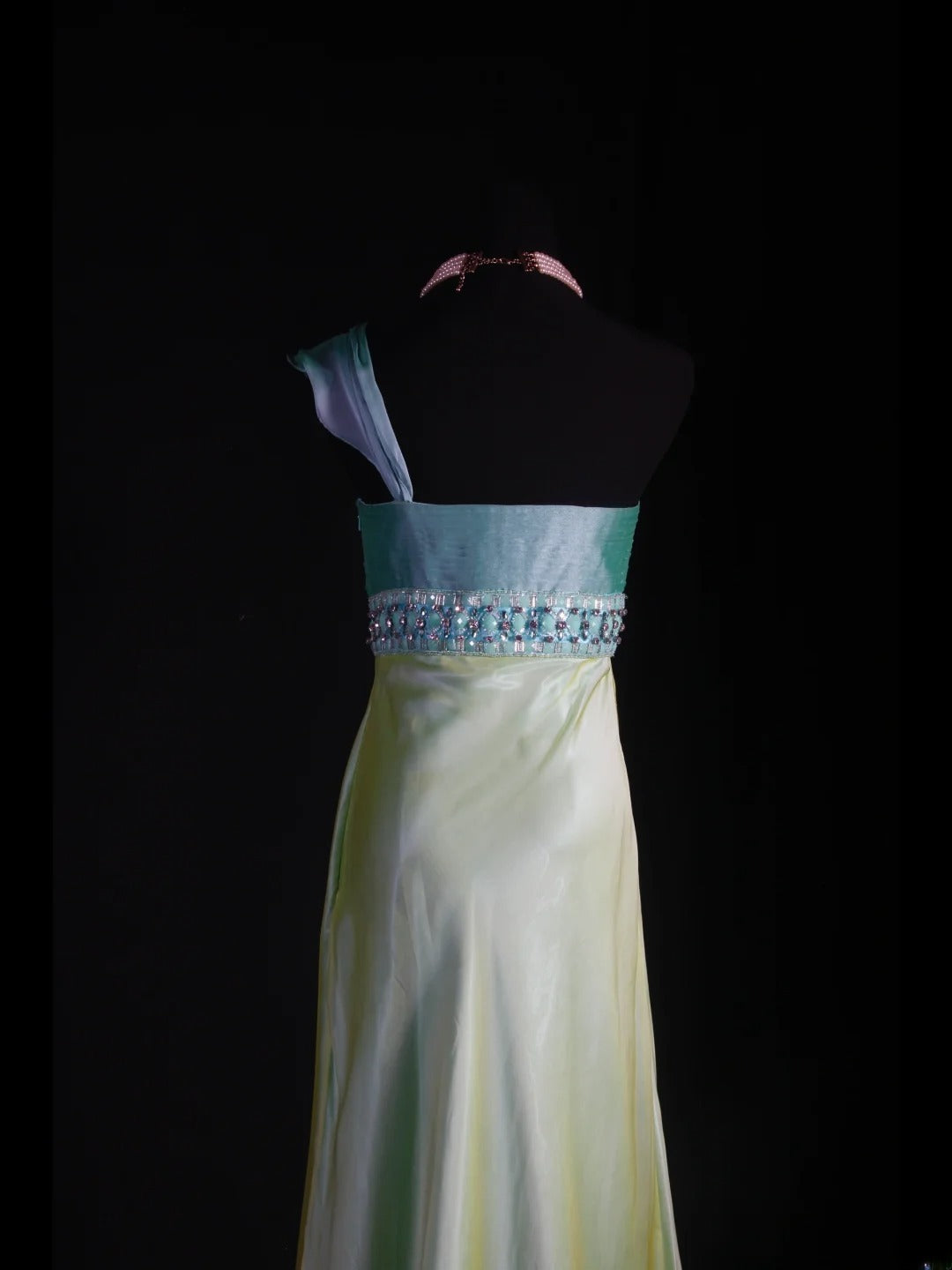 Robe de bal élégante années 1950, sirène, asymétrique, jaune vintage, longue, robe de soirée AS235