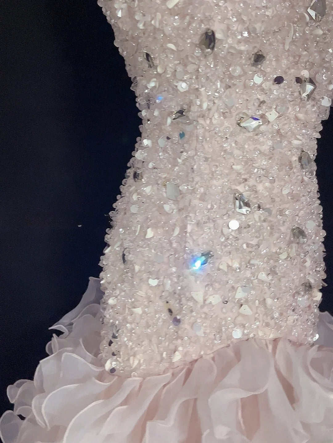 Beautiful Mermaid Sweetheart Light Pink With Tiered Layers Long Prom Dress Formal Outfits Evening Night Dresses RB7637