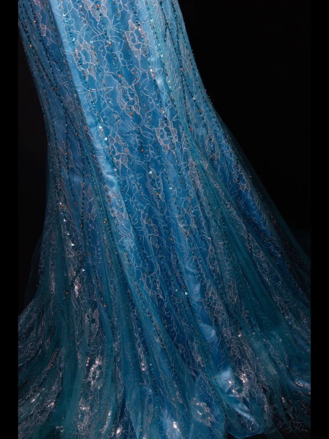 Robe de bal élégante années 1950, sirène, bretelles spaghetti, tulle bleu, perles, longue robe de soirée AS238