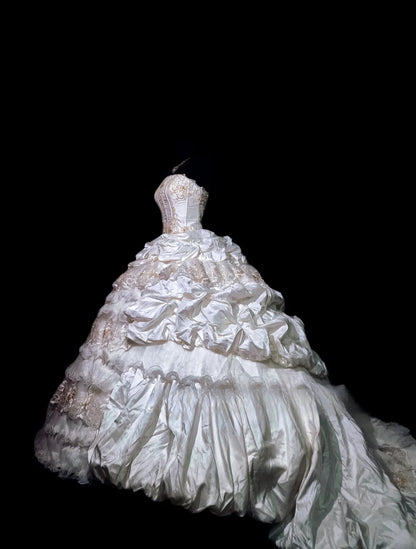 Cute Sweet 16 Dress Straps White Ball Gown With Tiered Layers Sweet Sixteen Dress RB9987
