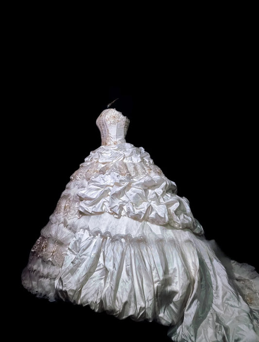 Cute Sweet 16 Dress Straps White Ball Gown With Tiered Layers Sweet Sixteen Dress RB9987