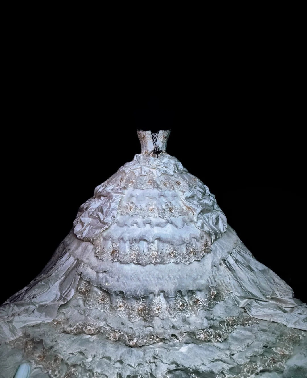 Cute Sweet 16 Dress Straps White Ball Gown With Tiered Layers Sweet Sixteen Dress RB9987