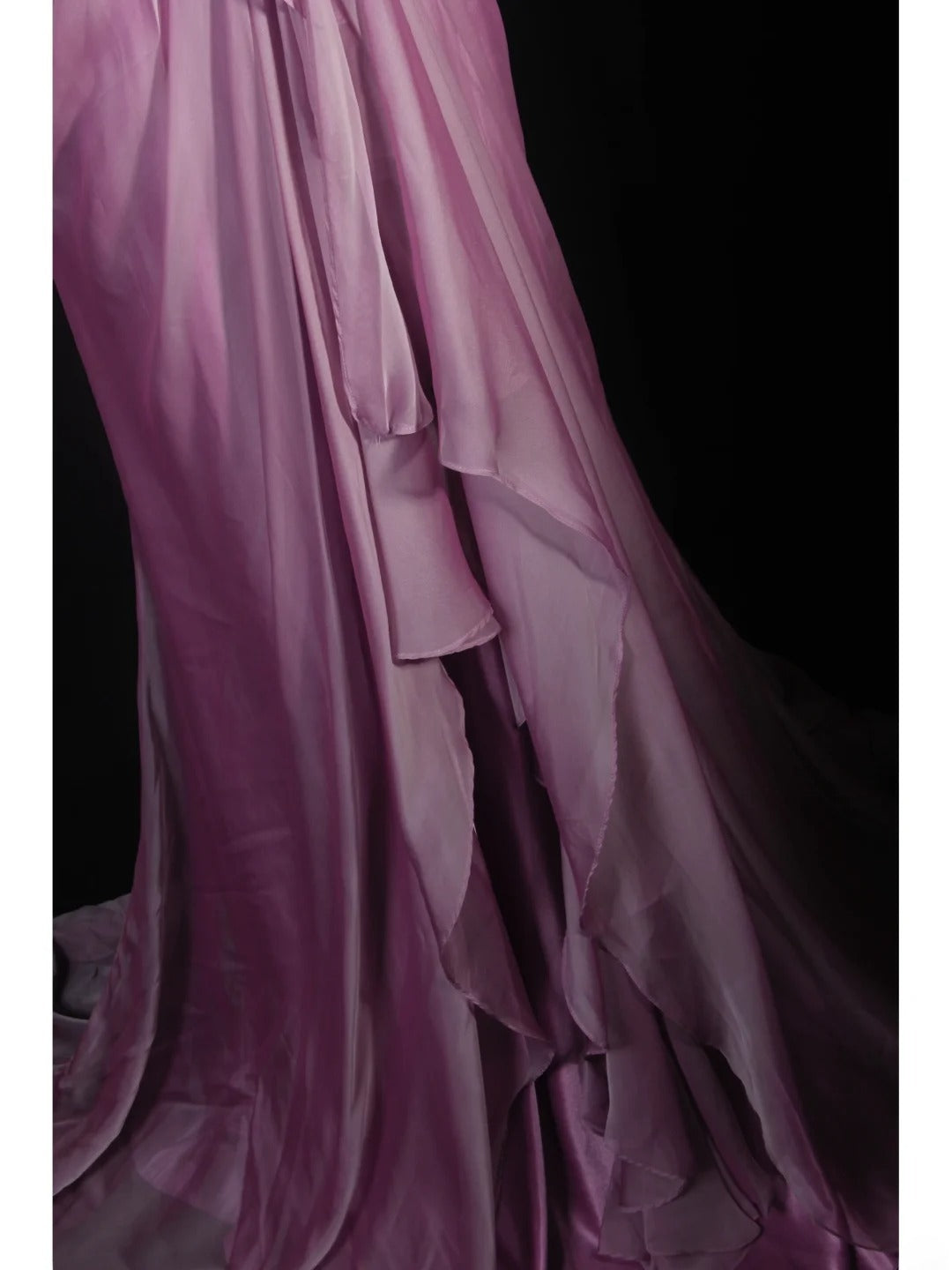 Robe de bal vintage sirène asymétrique en mousseline lilas, longue et élégante, style années 1950, AS239