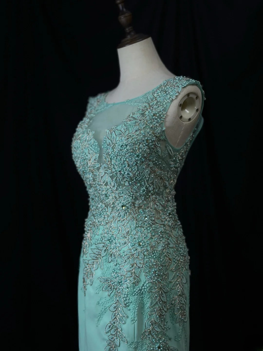 Beautiful Prom Dresses Mermaid Scoop Neck Blue With Open Backs Appliqued Long Formal Outfits RB6093