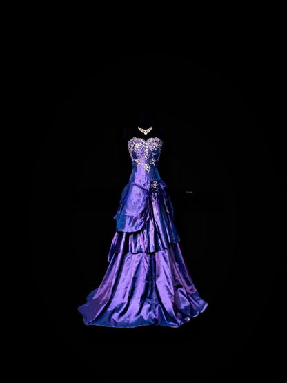 Vintage Mermaid 80s Sweetheart Purple Long Prom Dress With Lace Inspiration Party For Womens Formal Dresses RB8880