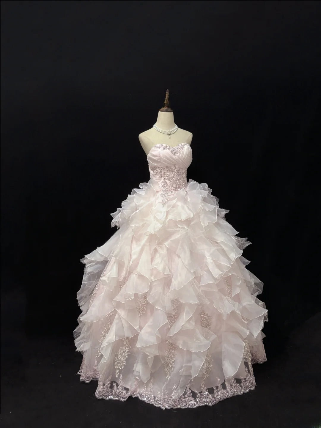 Elegant Ball Gowns Sweetheart Pink Poofy Long With Tiered Layers Tulle Quince Dress Sweet 16 inspo Quinceanera Dresses Vestidos De 15 anos RB7648