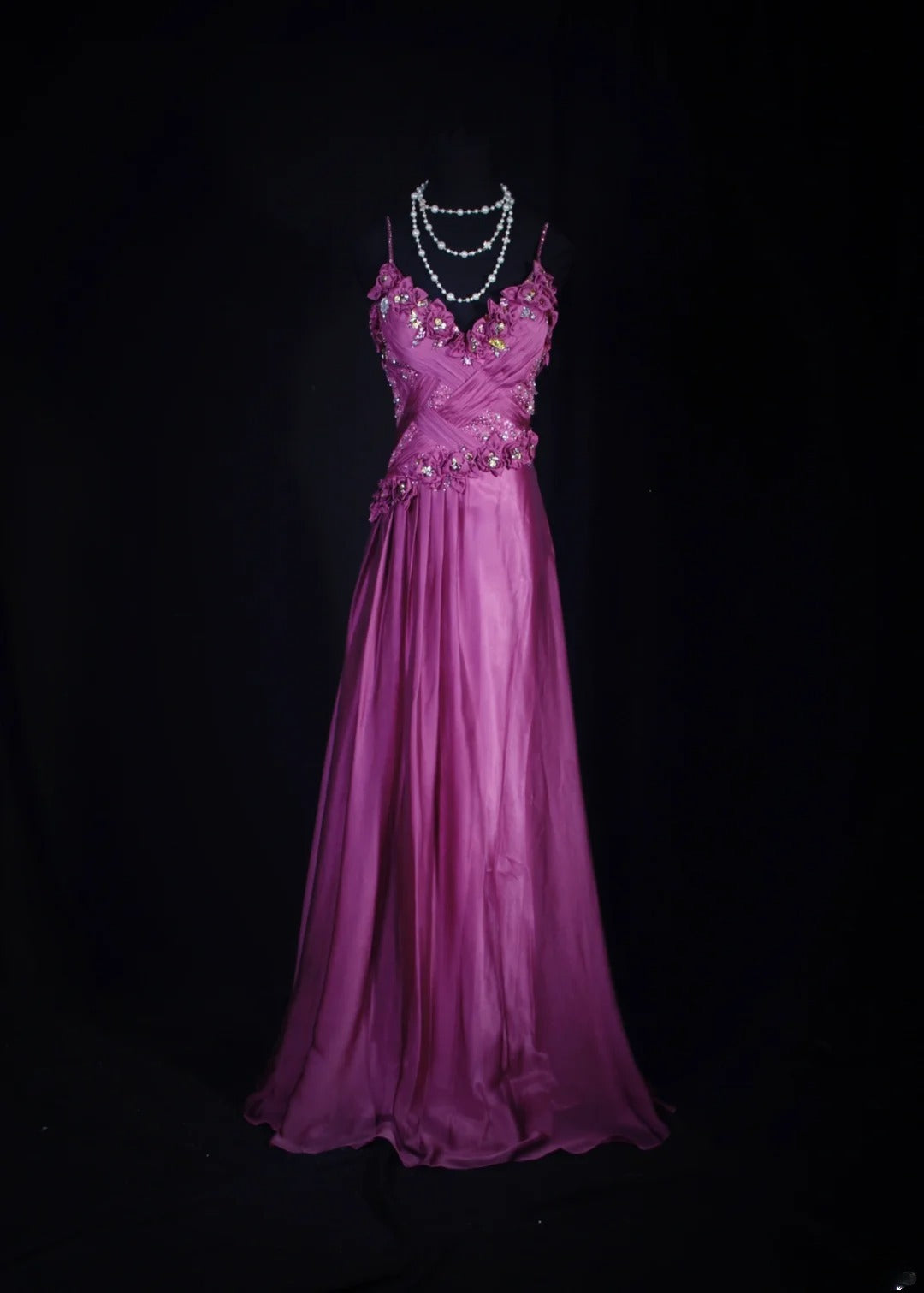 Robe de bal élégante années 1950, coupe trapèze, bretelles spaghetti, tulle couleur raisin, robe de soirée longue AS249