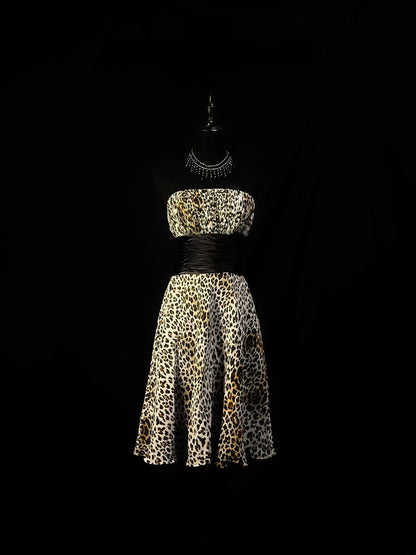 Sexy A Line Strapless Leopard print Birthday Outfits Mini Party Gown inspo Short Cocktail Hoco Dresses RB6102