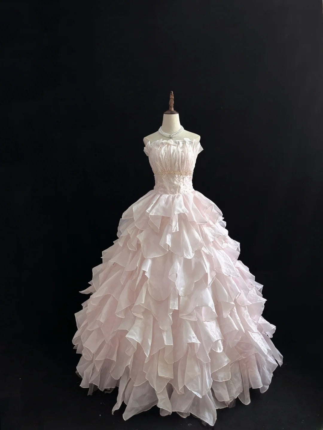 Classy Ball Gowns Strapless Pink Poofy Long With Tiered Layers Quince Dress Sweet 16 inspo Quinceanera Dresses Vestidos De 15 anos RB7650