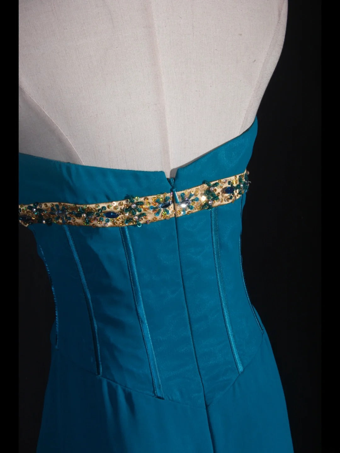 Robe de bal vintage sirène bustier en mousseline bleue longue, style années 1950, tenue de soirée, AS251