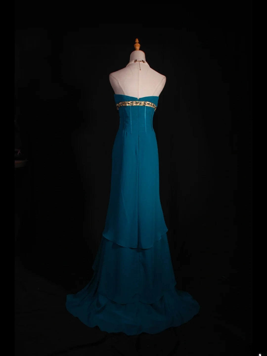 Robe de bal vintage sirène bustier en mousseline bleue longue, style années 1950, tenue de soirée, AS251