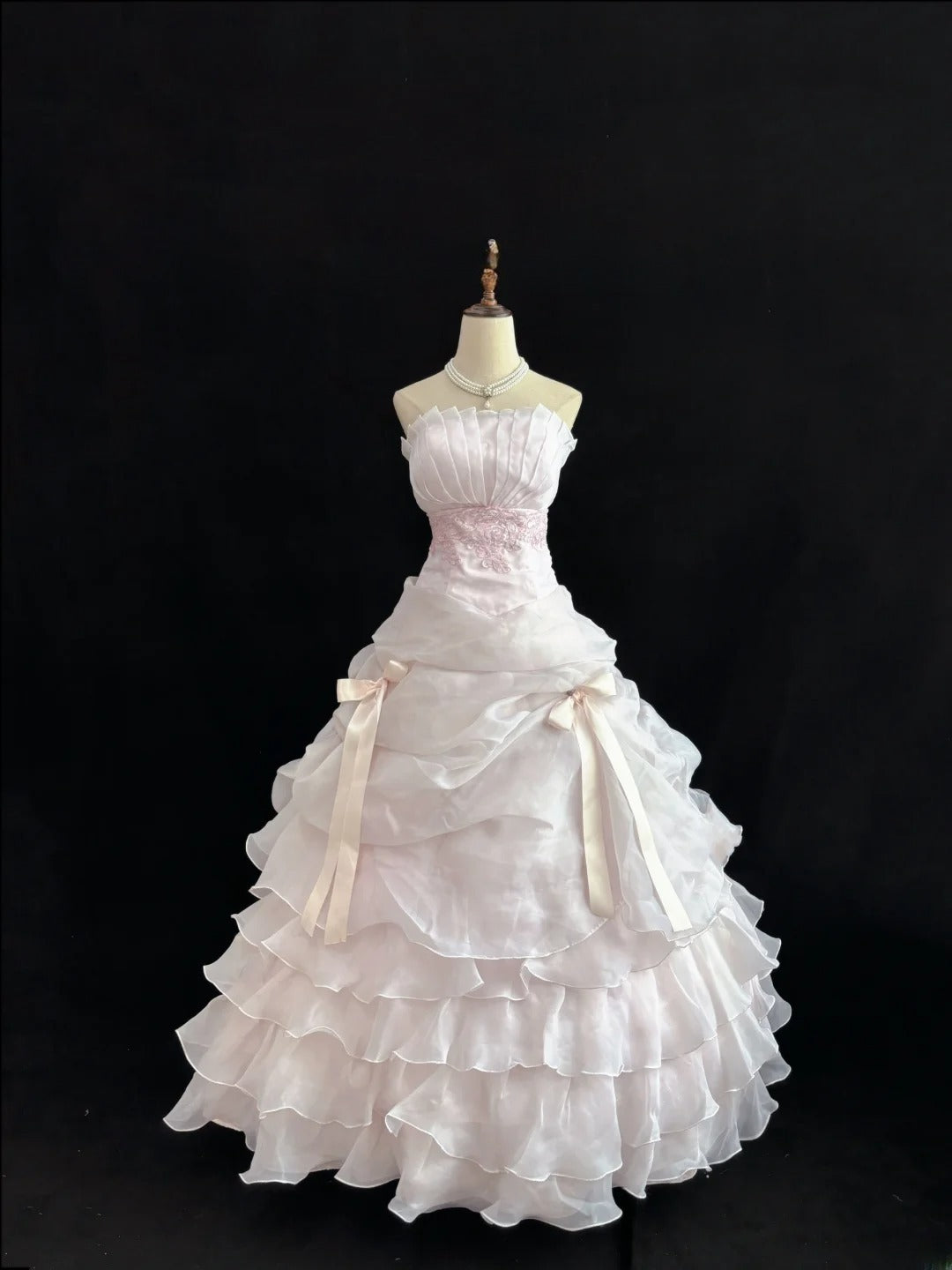 Classy Ball Gowns Strapless Pink Poofy Long With Tiered Layers Quince Dress Sweet 16 inspo Quinceanera Dresses Vestidos De 15 anos RB7652
