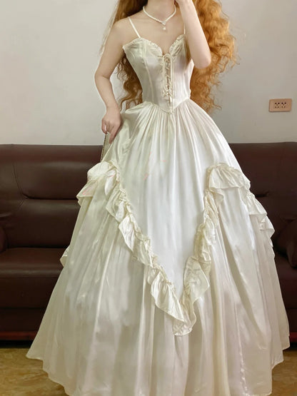Prom Dress Elegant Spaghetti Straps White Floor Length Formal Evening Gown for Women Graduation Party RB9244