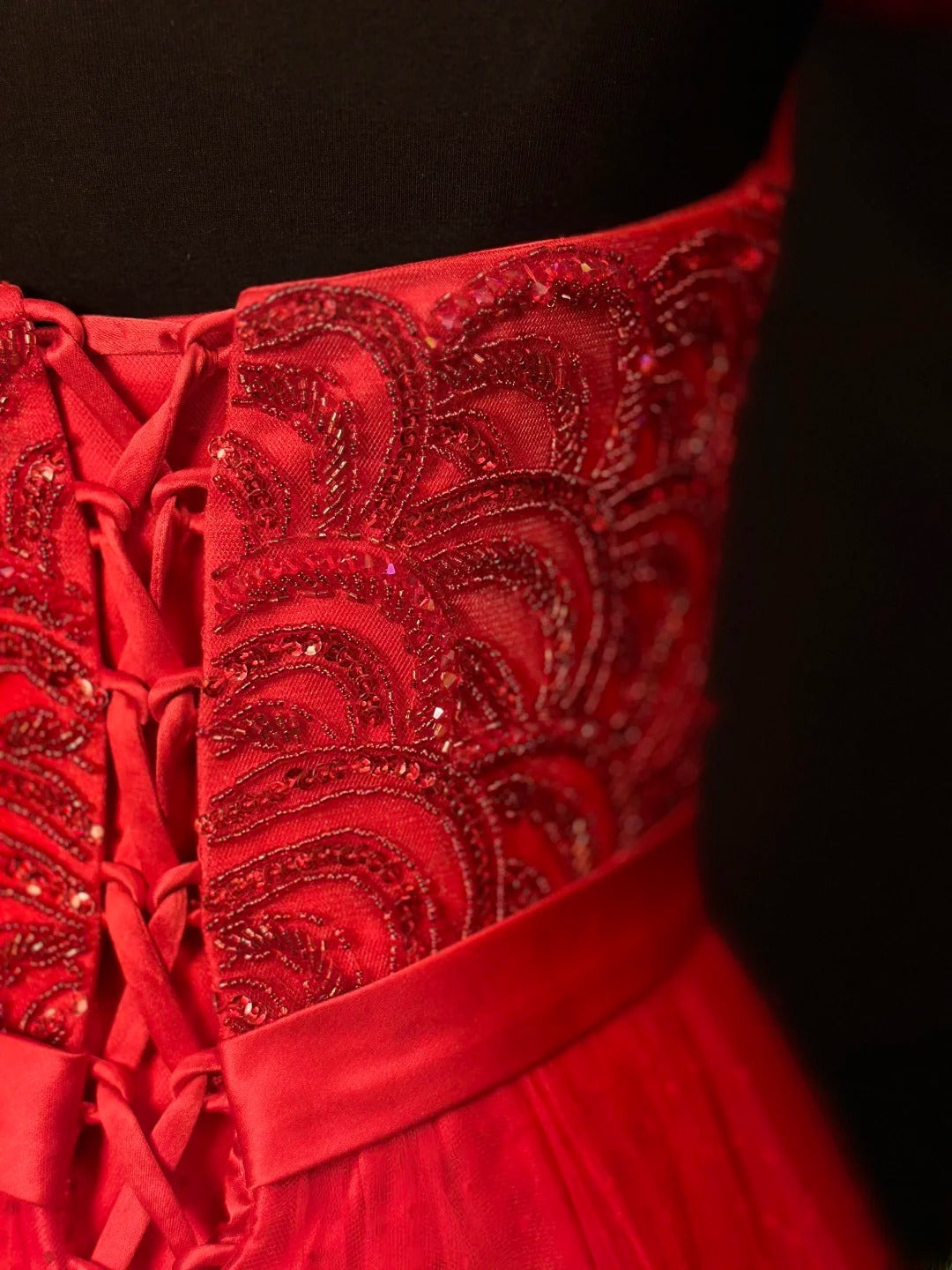 Vintage 90s Prom Dresses Ball Gown Off The Shoulder Red Tiered Layers With Beading Party Gown Formal Outfits RB6105