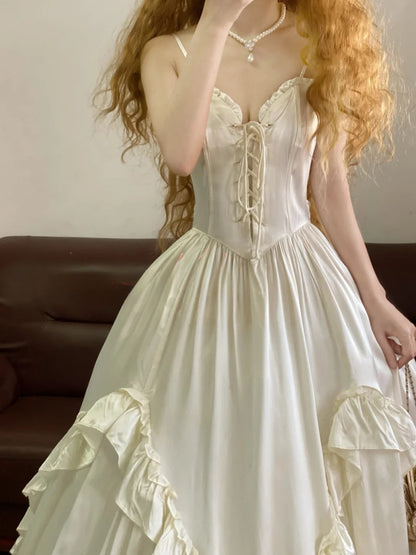 Prom Dress Elegant Spaghetti Straps White Floor Length Formal Evening Gown for Women Graduation Party RB9244