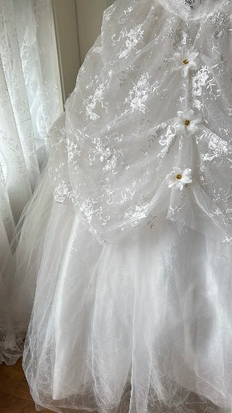 Sweet 15 Quinceanera Dress Ball Gown White With Gold Beading Lace Long 15th Birthday Outfits RC0592