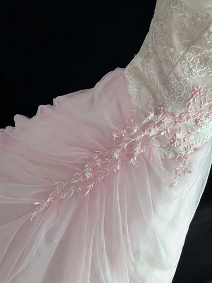 Classy Ball Gowns Strapless Pink Poofy Long With Lace Appliques Quince Dress Sweet 16 inspo Quinceanera Dresses Vestidos De 15 anos RB7655