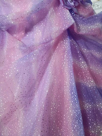 Modest Ball Gown Strapless Lilac Tulle Long Quinceanera Dresses With Flowers For Sweet 15 15 Anos Celebration Birthday Formal Gown RB8885