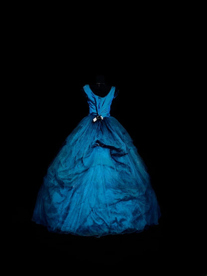 Modest Ball Gown Blue Sweetheart Long Quinceanera Dresses For Sweet 15 15 Anos Celebration Birthday Formal Gown RB8893